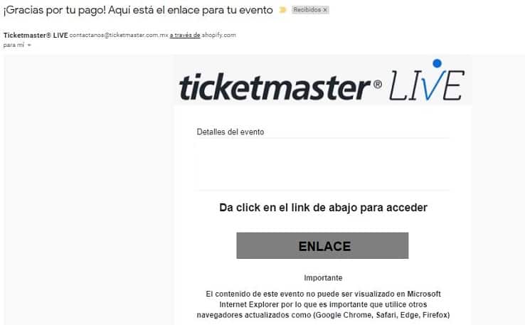 Recibirás un correo con el enlace para la transmisión.